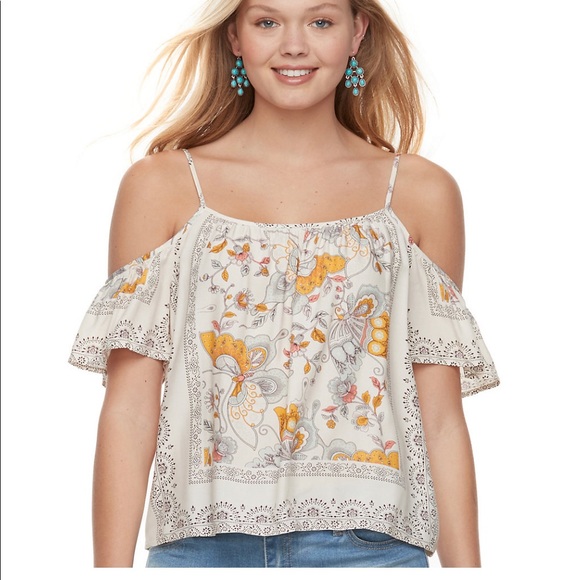 Love, fire challis cold shoulder top - Picture 1 of 6